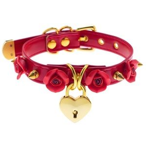 Gold and red rose choker